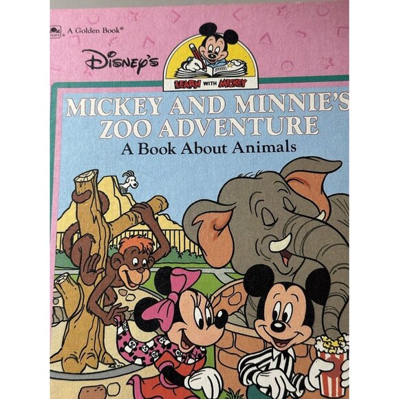 Mickey and Minnie's Zoo Adventures Disney's Learn Vtg Book Series 1st Ed 1990 - Picture 3 of 12